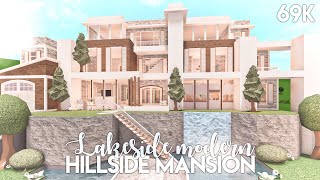 Lakeside Modern Hillside Mansion  Bloxburg Build [upl. by Ddene]