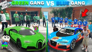 Franklin Blue Gang VS Shinchan Green Gang Bugatti Collection Challenge In GTA 5 [upl. by Anerehs]