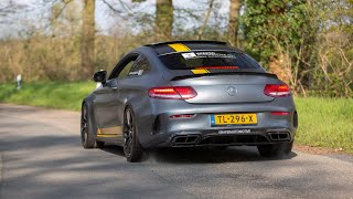 Mercedes C63 S AMG Coupe Edition 1 with Akrapovic Exhaust  Accelerations Revs amp Burnouts [upl. by Faunie326]