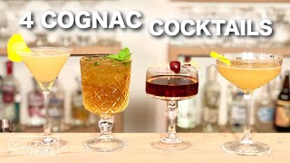 4 COGNAC Cocktails  Cocktail Recipes [upl. by Tyra667]