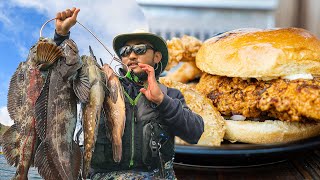 THE BEST SPICY FISH SANDWICH  Must Try Recipe  Lingcod Catch and Cook [upl. by Navek]