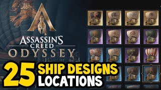 Assassins Creed Odyssey  ALL SHIP DESIGNS  SKINS Locations Guide [upl. by Mapel472]