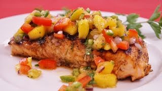 Grilled Salmon With Mango Salsa  Pan Grilled Salmon Recipe  Diane Kometa  Dishin With Di  150 [upl. by Allecram]