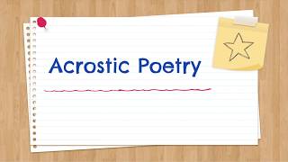 Acrostic Poetry [upl. by Frentz]