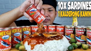 10 SARDINAS AT 1 KALDERONG KANIN  MUKBANG PHILIPPINES [upl. by Attenad]