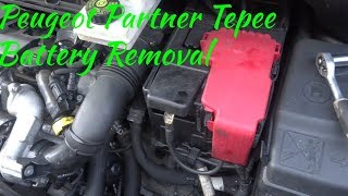 Peugeot Partner Tepee Battery Removal [upl. by Bekelja]