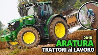 Aratura trattori al lavoro John Deere 6230R con aratro [upl. by Nevet202]