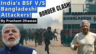 Sudden Clash at India Bangladesh Border  Indias BSF vs Bangladeshi Attackers [upl. by Enelyaj]