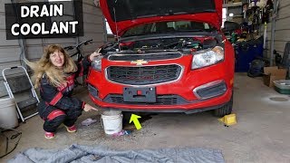 CHEVROLET CRUZE DRAIN COOLANT FLUSH RADIATOR COOLANT [upl. by Nomolos81]