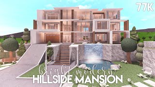 Bright Modern Hillside Mansion  Bloxburg Build [upl. by Mattias]