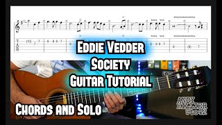 How to play Eddie Vedder Society Guitar Tutorial Lesson [upl. by Leuamme55]