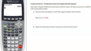 Compound Interest – Finding Future Value from Regular Monthly Deposits [upl. by Llevel]