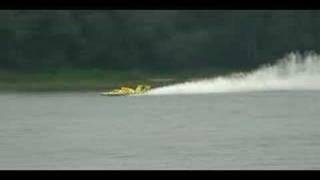 Hydroplane boat crashes  Flips and keeps going [upl. by Llewxam]