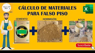 CÁLCULO DE MATERIALES PARA FALSO PISO  PLANTILLA Nº 10 [upl. by Seditsira]