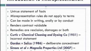 Misrepresentation Lecture 1 of 4 [upl. by Petronella]