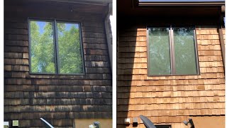 Softwashing cedar shake siding [upl. by Ecertal]