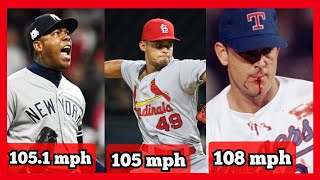 Los LANZAMIENTOS Mas RAPIDOS Y DUROS En La Historia De Las Grandes Ligas MLB [upl. by Iloj849]